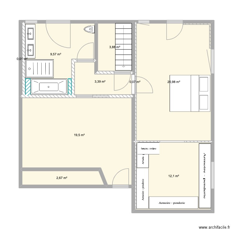 Jean macé RDC. Plan de 9 pièces et 72 m2