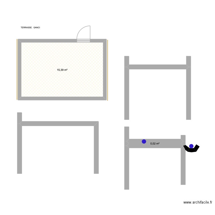TER GANCI  terrasse carrelage. Plan de 2 pièces et 15 m2