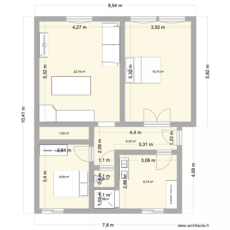 APPARTEMENT 1 ORANGE. Plan de 8 pièces et 69 m² APPARTEMENT 1 ORANGE. Plan de 8 pièces et 69 m²