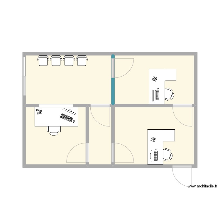 Plan de bureau pour sécuriser RDV. Plan de 5 pièces et 30 m2