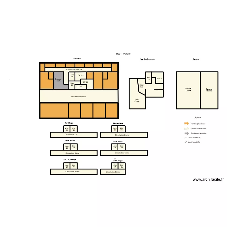 Plan arc en ciel 25. Plan de 52  et 97 m²