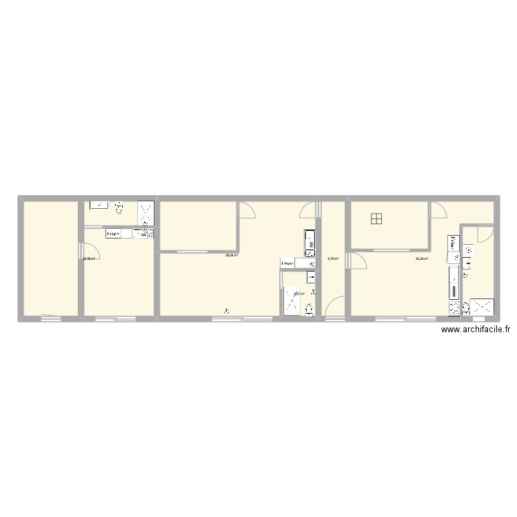 plan 3 apparts. Plan de 5 pièces et 123 m2