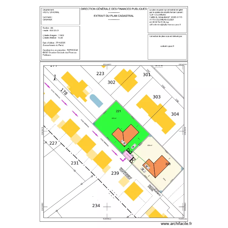 PROJET CUGNAUX dp SERVITUDE. Plan de 3  et 1370 m²