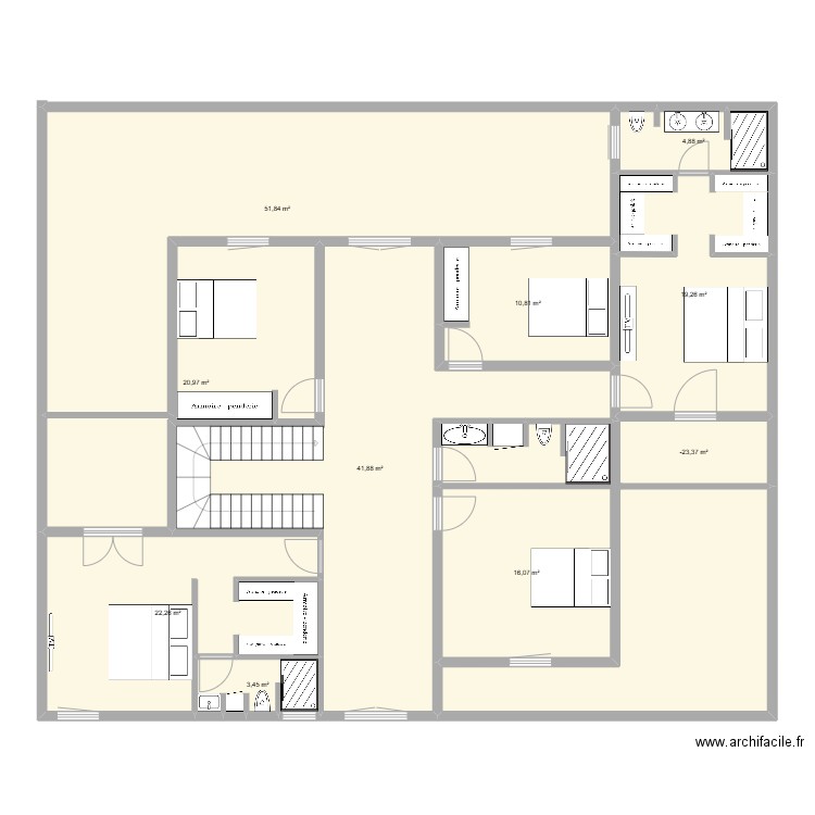 etage 1. Plan de 10 pièces et 197 m2