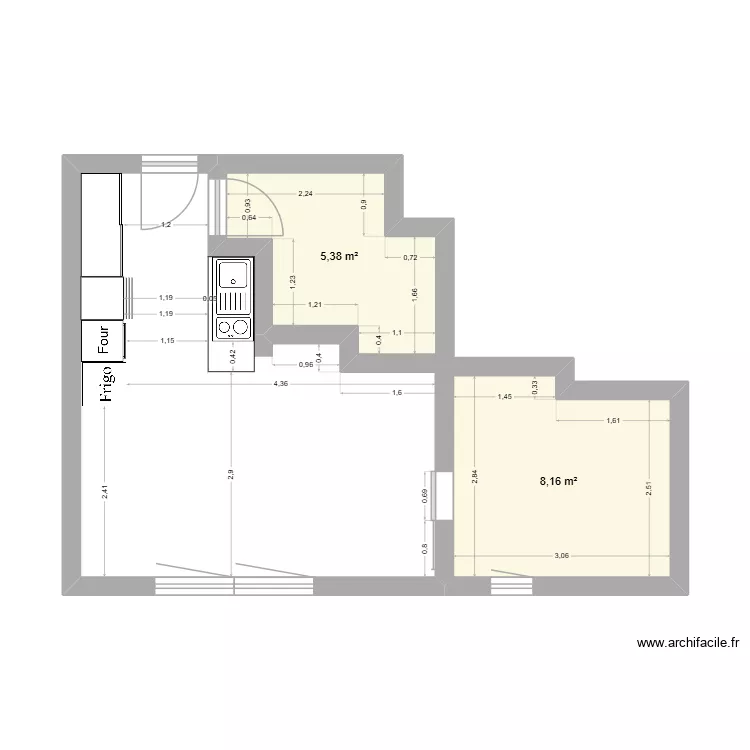 Test 2. Plan de 2 pièces et 14 m²