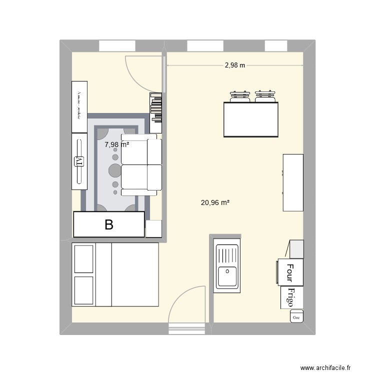 L VISION. Plan de 2 pièces et 29 m2