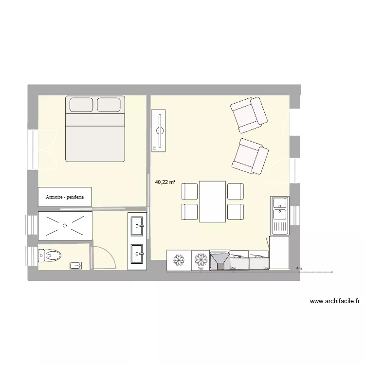 lot 1 brun. Plan de 1 Pièce et 40 m² lot 1 brun. Plan de 1 Pièce et 40 m²