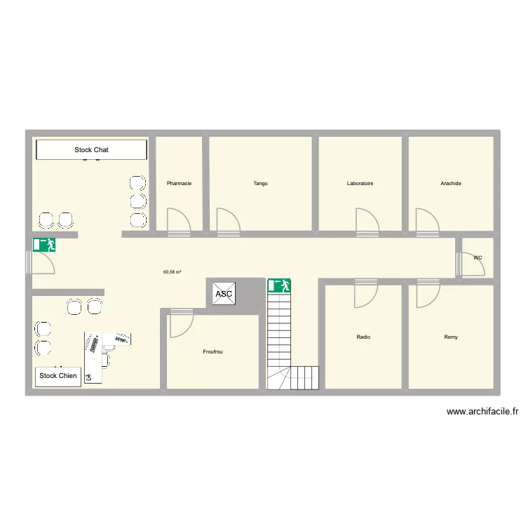 RDC Bouge. Plan de 10  et 130 m²