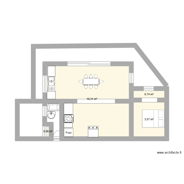 Plan. Plan de 4 pièces et 21 m2
