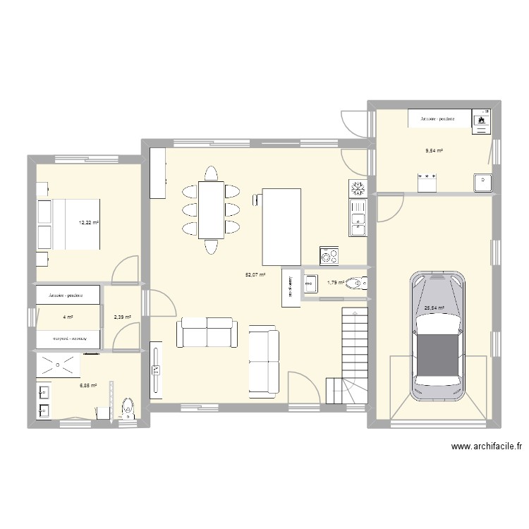 Maison parents 2025 V6,8 D 2c. Plan de 8 pièces et 114 m2