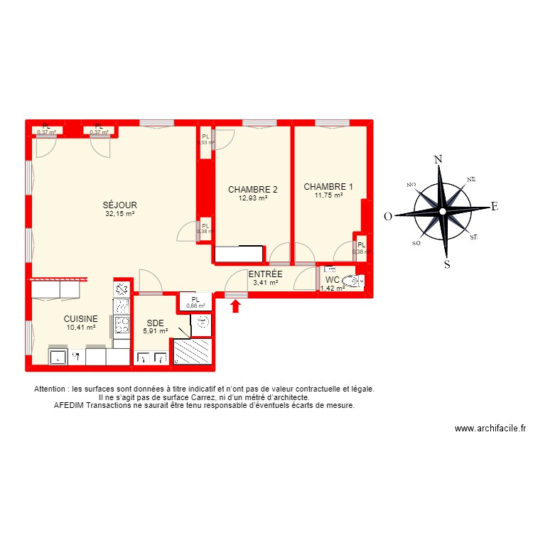 BI 17953 - . Plan de 21 pièces et 100 m2