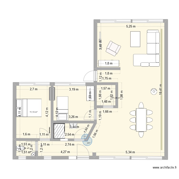 Plan 1. Plan de 3 pièces et 84 m2