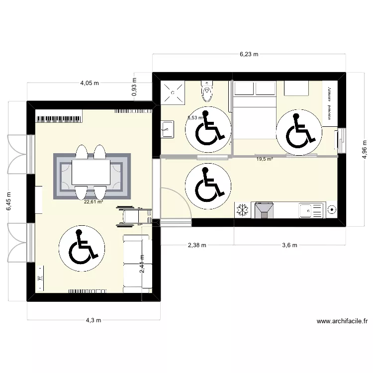 Plan en cours. Plan de 3  et 48 m²