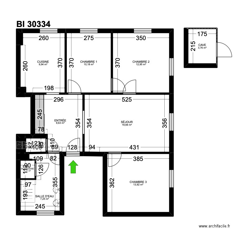 BI 30334. Plan de 14 pièces et 89 m2