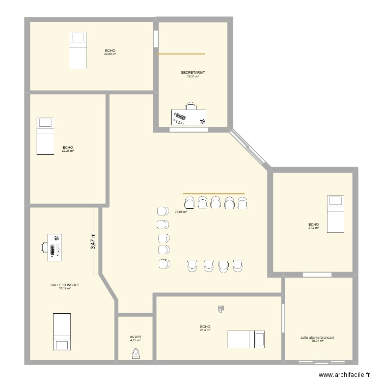 ROTS 1. Plan de 9 pièces et 231 m2