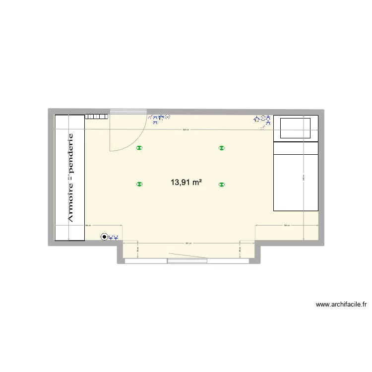 MJ chambre c&ocirc;t&eacute; avant 3&egrave;me. Plan de 