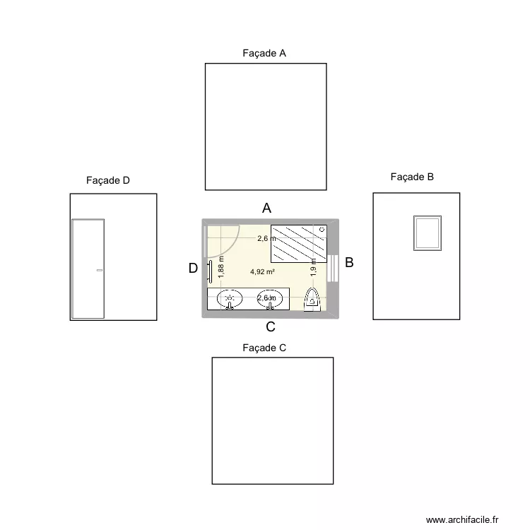 Salle de bain 1. Plan de 