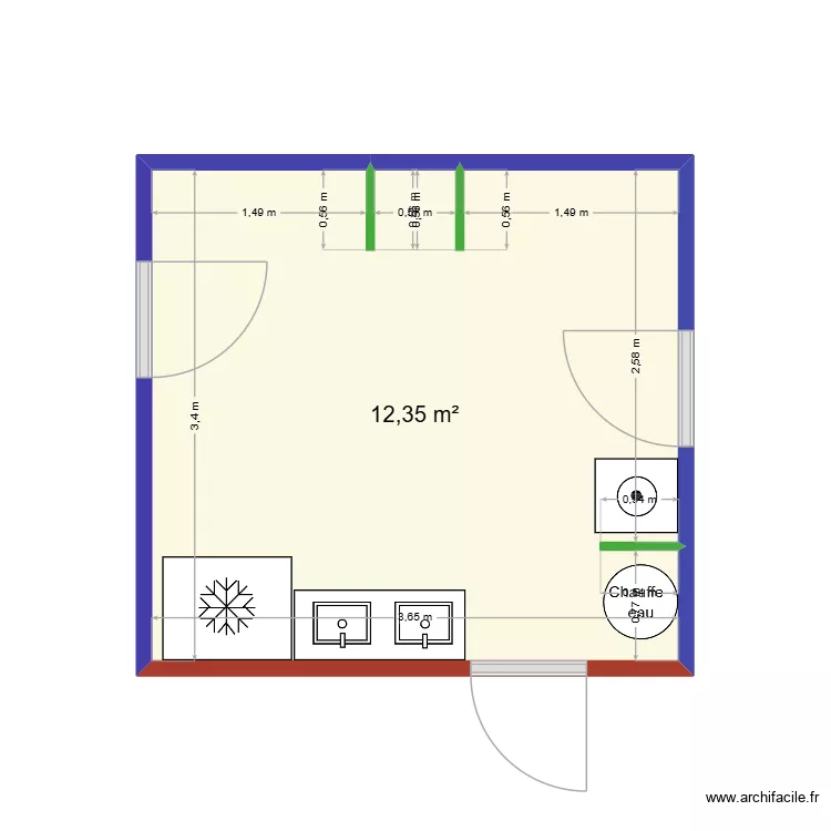 arriere cuisine. Plan de 1 et 12 m² arriere cuisine. Plan de 1 et 12 m²