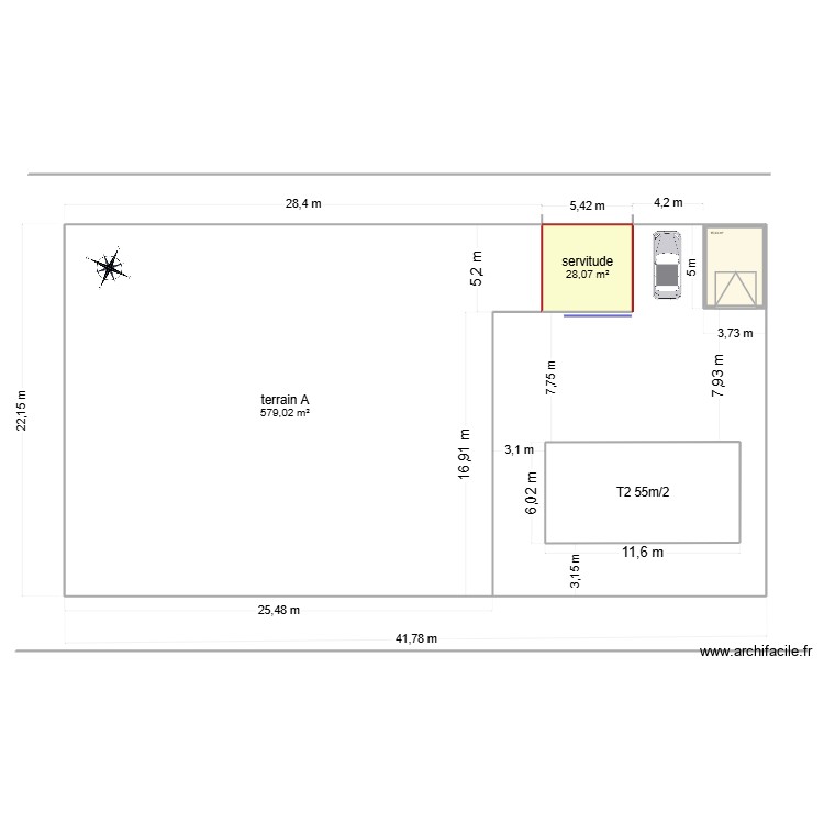 implantation T2 long portail. Plan de 0 pièce et 0 m2