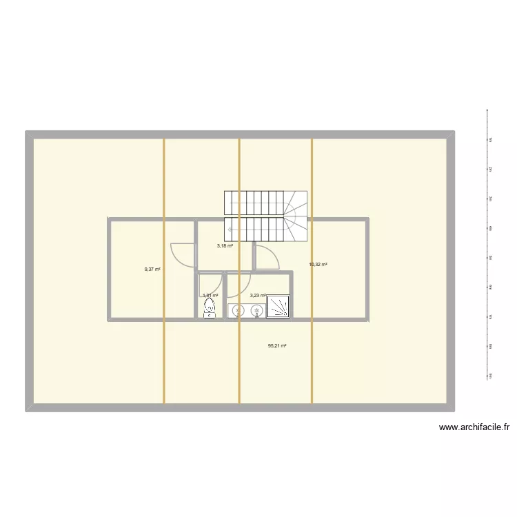 etage. Plan de 6 Pièces et 154 m²