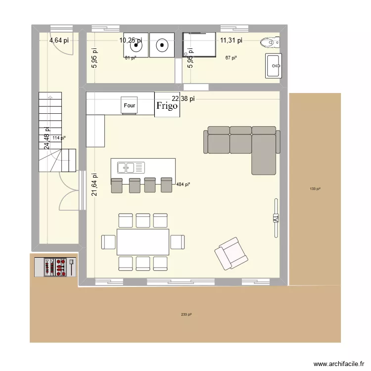 Iles - 1er sans agrandissement. Plan de 4 et 67 m² Iles - 1er sans agrandissement. Plan de 4 et 67 m²