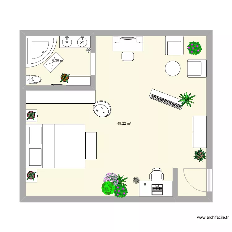 Plan grande chambre.. Plan de 2  et 56 m²