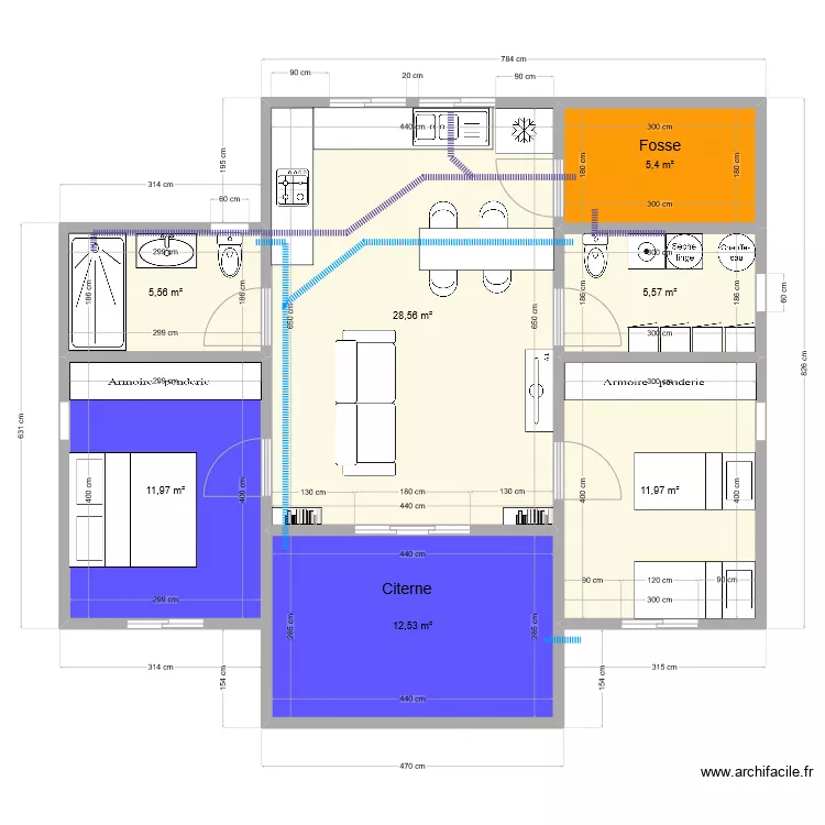 maison 2ch. Plan de 
