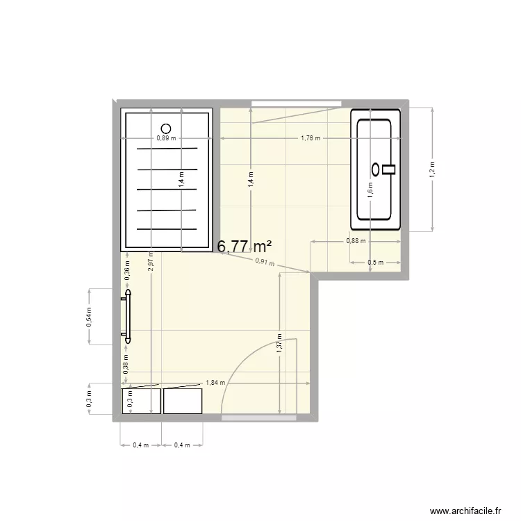 SALLE DE BAIN THIRAUCOURT. Plan de 1  et 7 m²