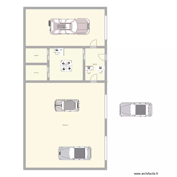 garage. Plan de 6  et 186 m²