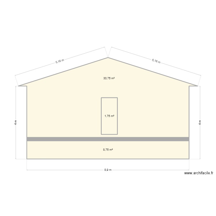 pignon 2. Plan de 3 pièces et 43 m2