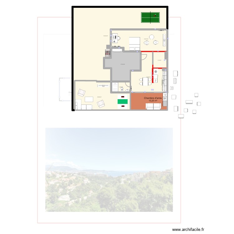 Fabron salon v&eacute;randa. Plan de 0 pièce et 0 m2