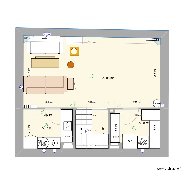 M1 SS1. Plan de 5 pièces et 40 m2