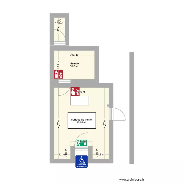 De nous &agrave; vous. Plan de 3  et 22 m²