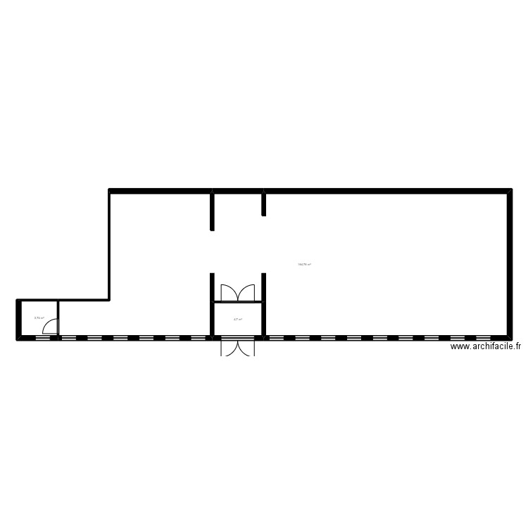 95B200JC existant. Plan de 3 pièces et 173 m2