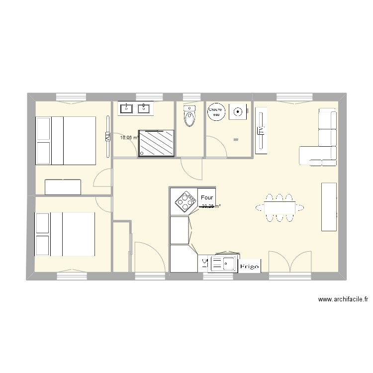 thierry 4. Plan de 2 pièces et 55 m2