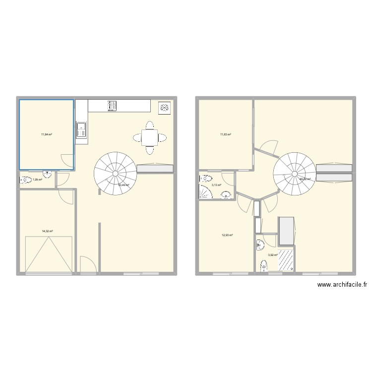RDC 1. Plan de 9 pièces et 163 m2