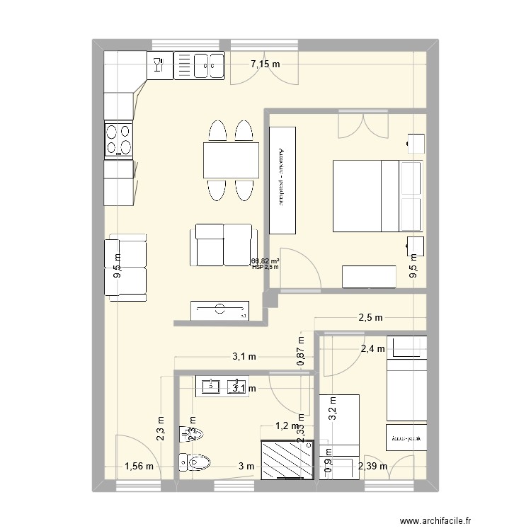 nebida2. Plan de 1 pièce et 68 m2
