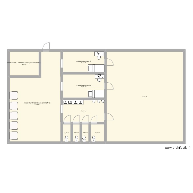 salle DE TRAVAIL DU GARDIEN JEAN SÉBASTIEN. Plan de 10 pièces et 199 m2