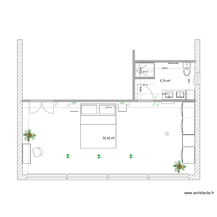 chambre maison de verre. Plan de 0 pièce et 0 m2