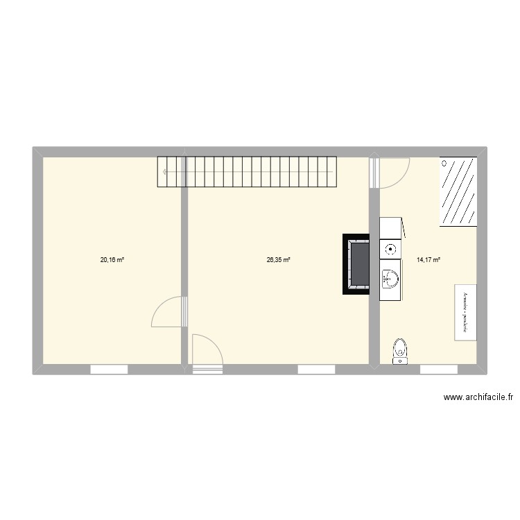 11 Les Clozeaux. Plan de 3 pièces et 61 m2