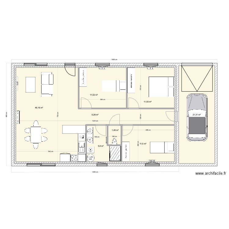 Investissement 1. Plan de 8 pièces et 205 m2