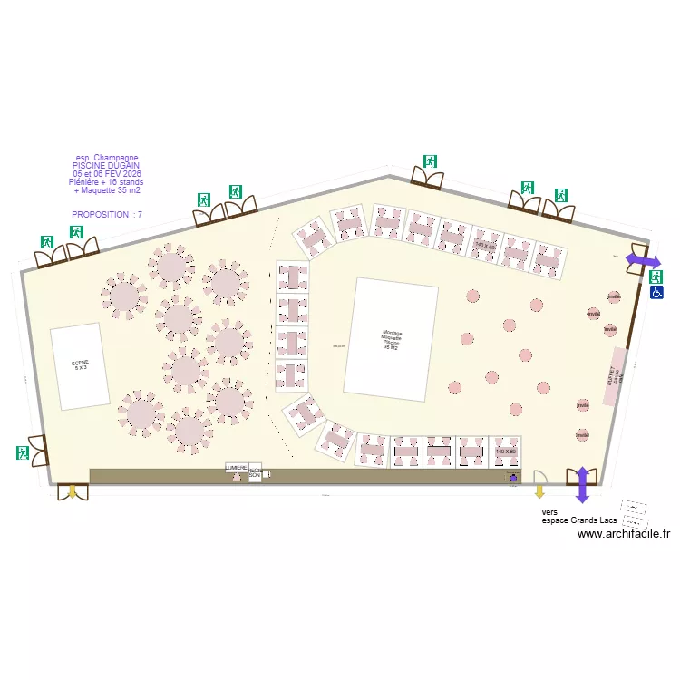 espace champagne PISCINE DUGAIN 05 et 06 FEV 2026 PROP 7 gala. Plan de 1 et 584 m² espace champagne PISCINE DUGAIN 05 et 06 FEV 2026 PROP 7 gala. Plan de 1 et 584 m²