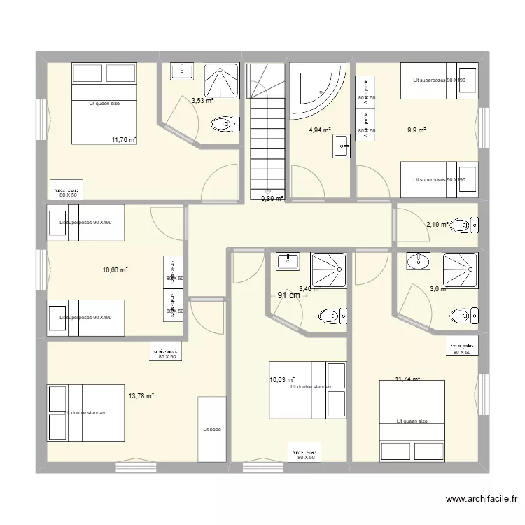 ETAGE PAVILLON DE CHASSE V1. Plan de 