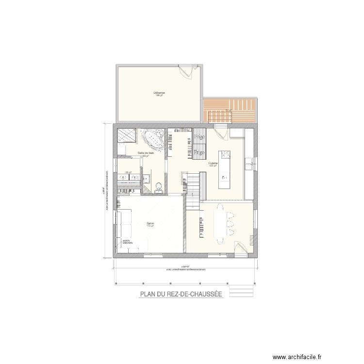 Plan actuel-PAt. Plan de 7 pièces et 91 m2