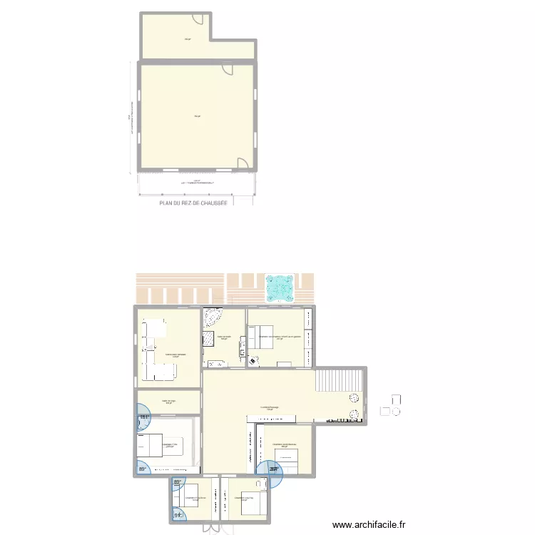 Plan actuel-PAt. Plan de 42  et 908 m²