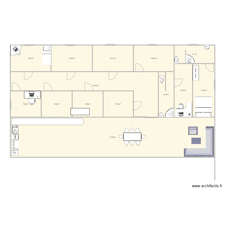 marielou maison techno. Plan de 14 pièces et 217 m2