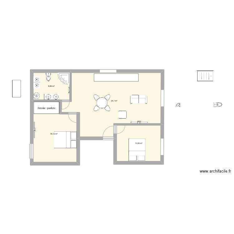 23 3eme étage. Plan de 4 pièces et 69 m2