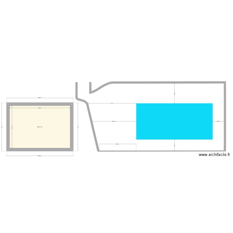 Pool house - construction. Plan de 1 pièce et 40 m2