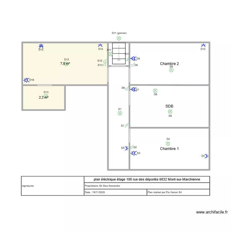 etage dea. Plan de 