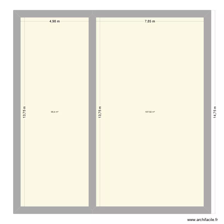 1er &eacute;tage. Plan de 2  et 176 m²